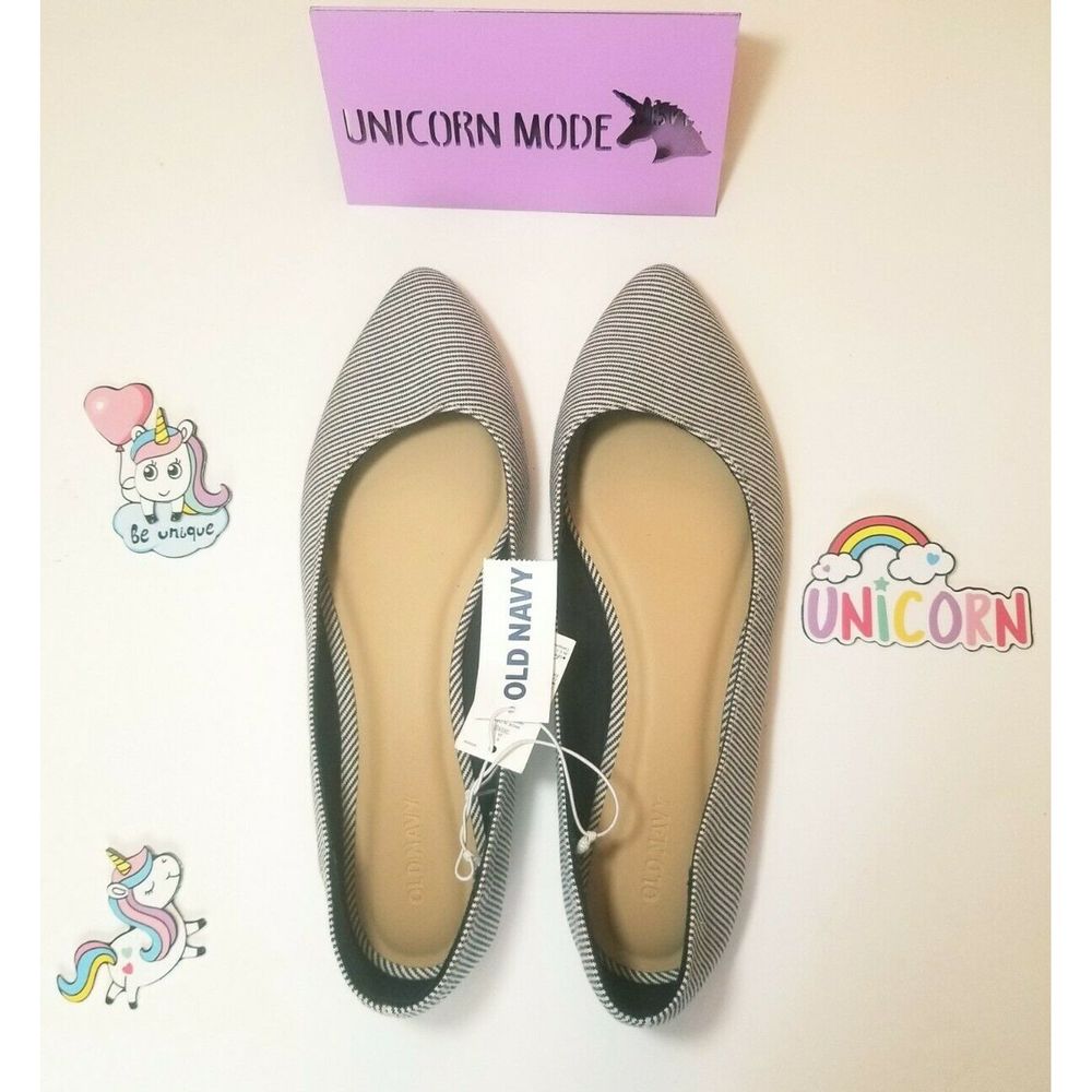 Old Navy Women's Size 9 Blue Striped Flats Shoes